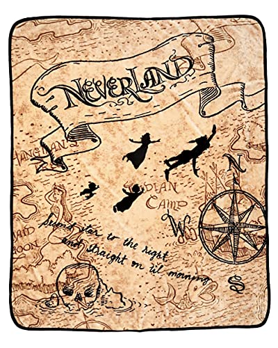 The Northwest Company Disney Peter Pan Neverland Map Micro Raschel Throw Blanket 46″x60″ (116cm x 152cm)