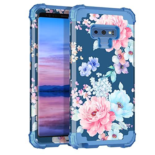 Rancase Compatible with Galaxy Note 9 Case,Three Layer Heavy Duty Shockproof Protection Hard Plastic Bumper +Soft Silicone Rubber Protective Case for Samsung Galaxy Note 9,Flower