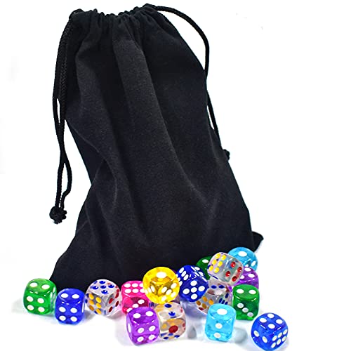 100 Pieces 12MM Small 6 Sided Dice Set Translucent Colors Dice, with Black Pouch for Board Game | The Storepaperoomates Retail Market - Fast Affordable Shopping