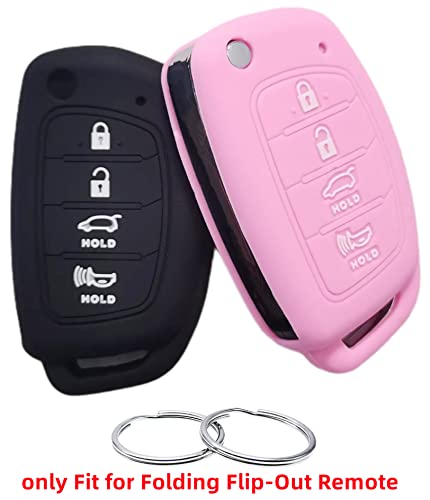 REPROTECTING Silicone Rubber Key Fob Cover Compatible with 2019-2013 Hyundai Santa Fe Sport Sonata Tucson Santa Fe OSLOKA-875T (Suitable for Buttons with Eject/flip/fold Buttons, not for Smart Keys)