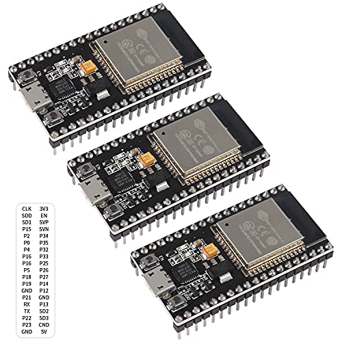 AITRIP 3PCS Development Board 2.4 GHz Dual Core WLAN WiFi + Bluetooth 2-in-1 Microcontroller ESP-WROOM-32 Chip CP2102 38 pins for ESP32 for Arduino