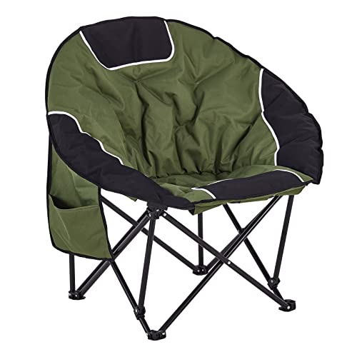 Panda Eye Oversized Moon Chairs Camping Chair Round Chair Folding Portable Outdoor Chair with Storage Bag, Green
