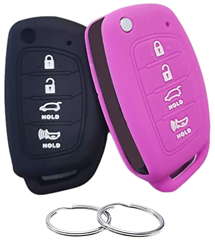REPROTECTING Silicone Rubber Key Fob Cover Compatible with 2013-2019 Hyundai Santa Fe Sport Sonata Tucson OSLOKA-875T (Suitable for Buttons with Eject/flip/fold Buttons, not for Smart Keys)