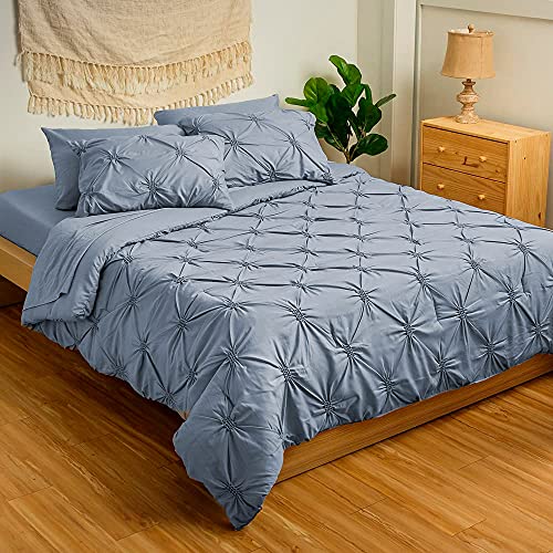 Dawn 7-Piece Bed-in-a-Bag Comforter Set in Washed Spa Blue | Full Size | Reversible Comforter and Sham(s) with Matching Sheet & Pillowcase Set | Soft, Cozy and Durable | Easy Care