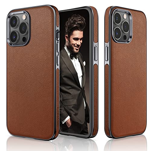 LOHASIC Designed for iPhone 13 Pro Case, Luxury Leather Slim Business Classic Style Soft Non Slip Grip Protective Cover Compatible with iPhone 13 Pro 5G 2021 New Released 6.1 inch – Brown