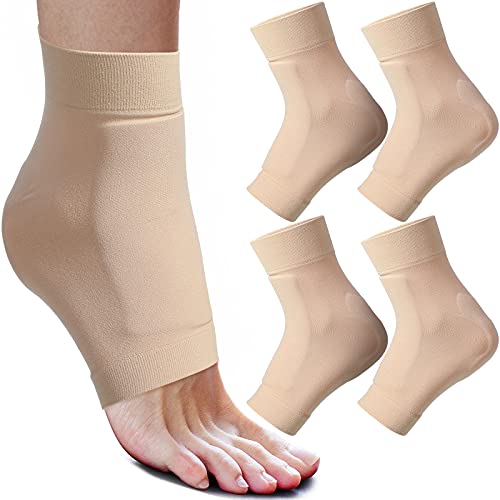 2 Pairs Protection Socks Malleolar Sleeves Padded Skate Socks for Lace Bite Protection of Front of Foot Shin Achilles Tendon Heel Protector Compression Padded Sleeve Socks Elastic Gel Pad Sleeve