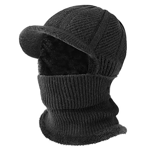 TAGVO Winter Knitted Balaclava, Visor Beanie Hat, Mask Neck Warmer Snood for Cycling Ski Hiking