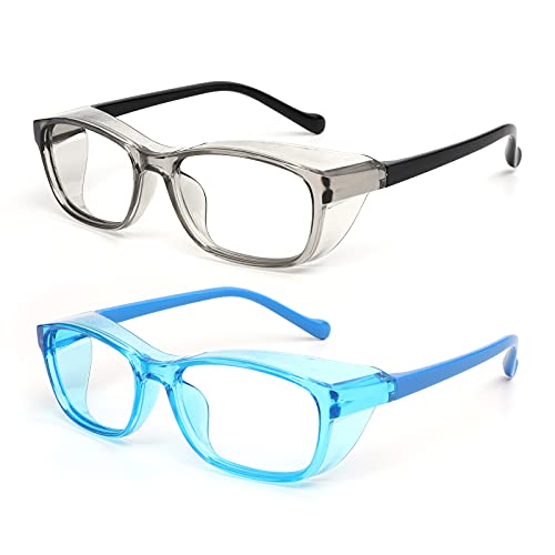 Outray 2 Pack Kids Anti Fog Safety Glasses with Side Shield & Blue Light Blocking Lens Protective Goggles Age 5-12