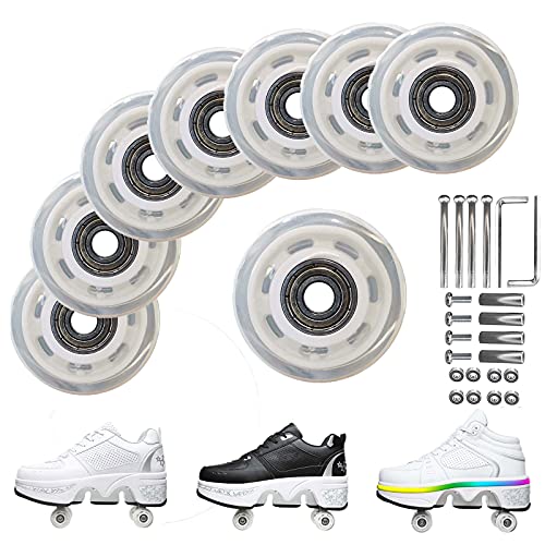 YUNWANG 8 Pack 36mm X 11mm Replacements for Deformation Roller Skates Accessories Outdoor Quad Roller Skate Replacement Wheels Durable Wear-Resistant PU Wheels