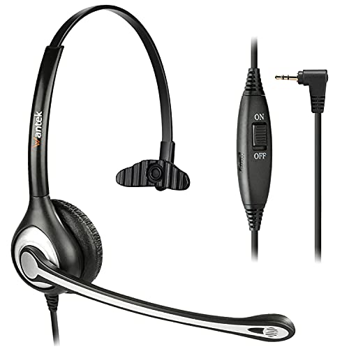 Phone Headset 2.5mm with Microphone Noise Cancelling & Volume Controls, Telephone Headphone Compatible with Panasonic Dect 6.0 Phones, Comfort-Fit Telephone Headset for AT&T Vtech Cordless Phones