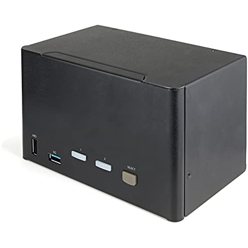 StarTech.com 2 Port Quad Monitor DisplayPort KVM Switch – 4K 60Hz UHD HDR – Desktop 4K DP 1.2 KVM with 2 Port USB 3.0 Hub (5Gbps) & 4X USB 2.0 HID Ports, Audio – Hotkey Switching – TAA (SV231QDPU34K)