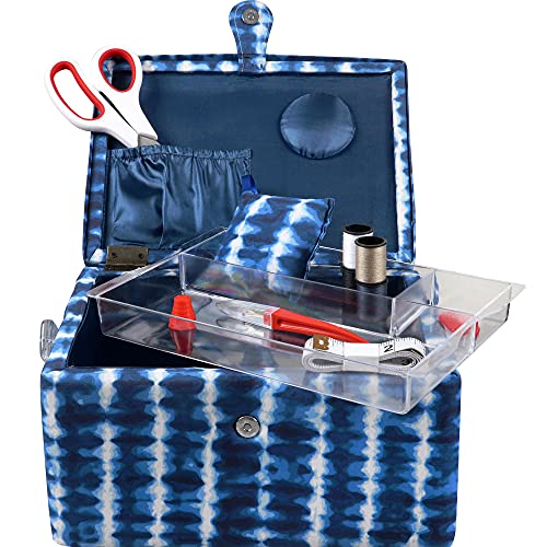 SINGER 40228 Sewing Basket, Blue Tie Dye