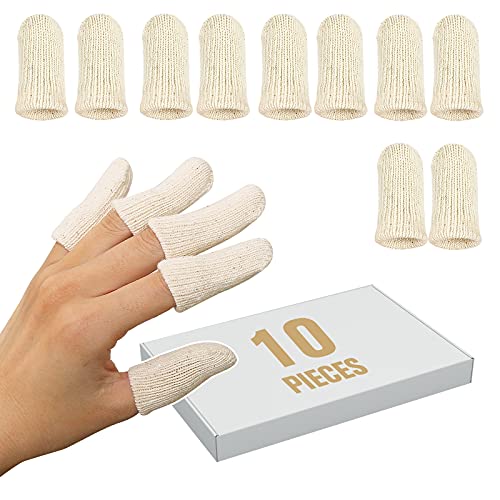 MIG4U 10 Pcs Cotton Finger Cots, Reusable Finger Protectors for Cuts Wounds, Arthritis, Eczema, Bruises, Calluses, Cracking Thumbs Healing, Fingernail Caps/Stall/Cushion/Cover (Not 10 Pairs)