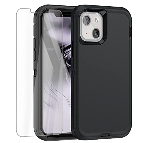 AICase for iPhone 13 Case/iphone 14 Case with Glass Screen Protector,Heavy Duty Protective Phone Case, Military Grade Full Body Protection Shockproof/Dustproof/Drop Proof Rugged Tough Durable Cover