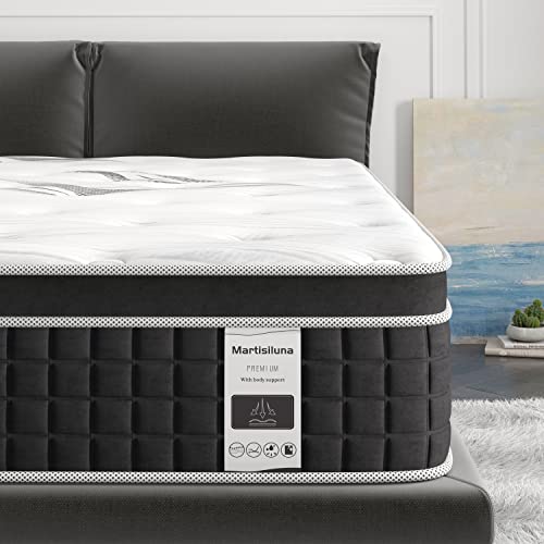 Martisiluna Queen Mattress, 10.5 Inch Hybrid Gel Memory Foam Mattress in a Box, Individually Wrapped Pocket Coil Innerspring for Pressure Relief&Cooler Sleeping,CertiPUR-US Certified |10-Year Support
