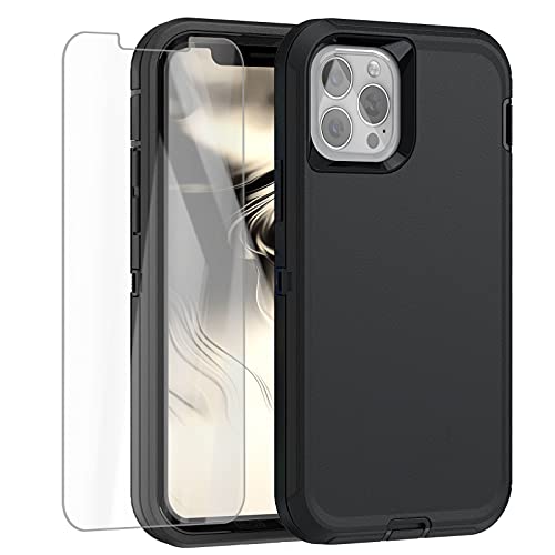 AICase for iPhone 13 Pro Max Case iphone 12 pro max with Glass Screen Protector, Heavy Duty Protective Phone Case, Military Grade Full Body Protection Shockproof/Dustproof/Drop Proof Rugged Durable