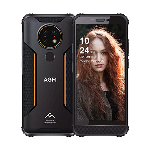 AGM H3 Rugged Smartphone, Rugged Phone Unlocked Android 11 4G LTE, 13MP Infrared Night Quad Camera, IP68/IP69K Waterproof, 5.7″ HD+ Screen 4GB+64GB, 5400mAh Battery, 2W Loud Speaker/PTT/GPS/NFC Black