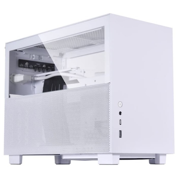 Lian Li Q58 White Color SPCC / Aluminum / Tempered Glass Mini Tower Computer Case , PCIe 4.0 Riser Card Cable Included – Q58W4