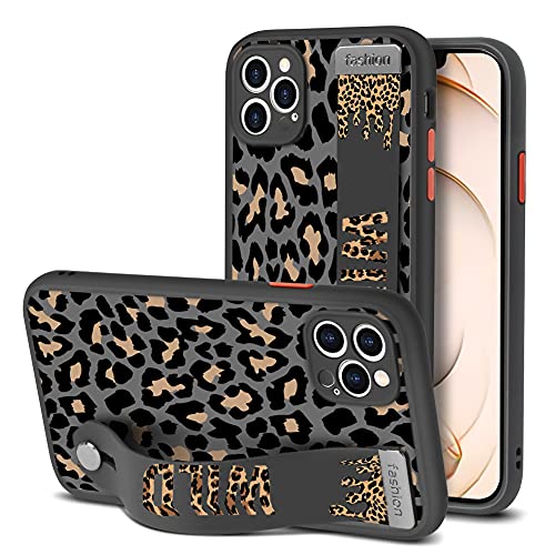 AIGOMARA Compatible iPhone 13 Pro Case with Strap Clear Case Leopard Print Pattern Design Full Body Shockproof Protection Soft TPU and Hard PC Back Scratch-Resistant Cover for iPhone 13 Pro