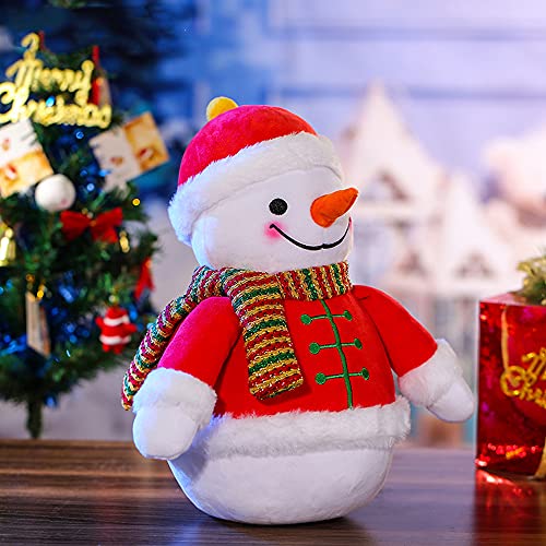 RUIXIA Soft Plush Stuffed Toys Snowman Winter Holiday Party Decorations for Home Hugging Pillow Tabletop Fluffy Animal Dolls Xmas Decor Ornaments Great Birthday Children Gifts, 32cm/12.6inch