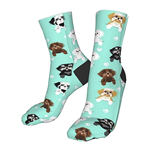 lvhrui Shih Tzu Cute Shih Tsu Dogs Mint Men’s Athletic Ankle Socks Cushion Running Socks for Men&Women Cotton Socks Crew Socks, 15.7