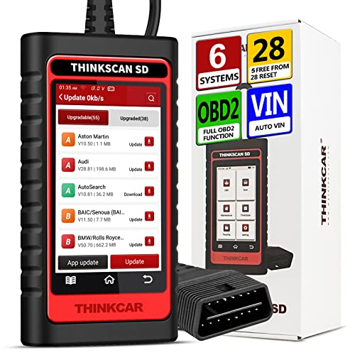 THINKCAR SD6 Scan Tool Engine TCM ABS SRS BCM IC OBD2 Scanner with 28 Reset(5 Free Optional) Car Diagnostic Tools with Oil SAS IMMO TPMS Reset AutoVIN Automotive Code Reader WiFi Free Lifetime Update