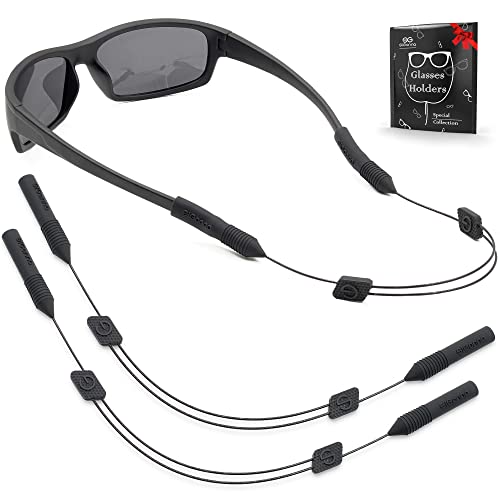 Eye Glasses String Strap Holder – No Tail Sunglass Strap for Men – Adjustable Eyeglass Strap for Women – Wired Eyewear Retainer Lanyard – 2 Cords – 15″ L