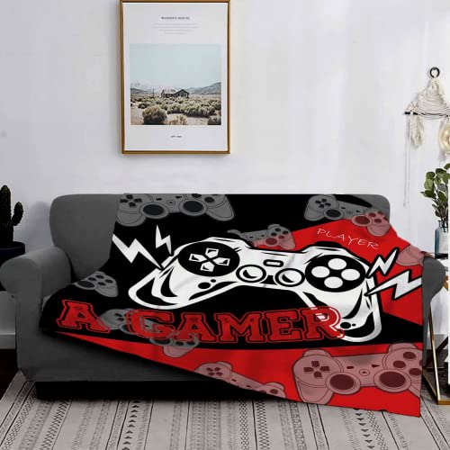 Gaming Blankets and Throws 50″x60″for Kids Boys Teen Men Son Super Soft Game Blanket for Bed Couch Sofa Games Gamepad Warm Blanket All Season Ultra Soft Game Home Decor Flannel Fuzzy Blanket Black Red