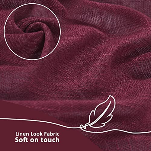 Home Queen Tie Up Curtain Valances for Living Room, Semi Sheer Burlap Linen Look and Super Soft on Touch, Country Style, 2 Pieces, 20 Inches Long, Burgundy | The Storepaperoomates Retail Market - Fast Affordable Shopping