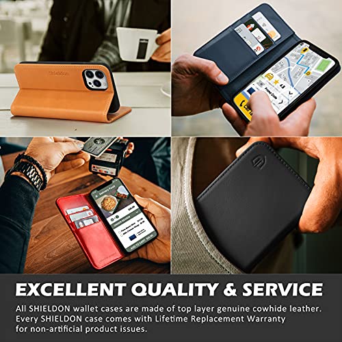 SHIELDON Case for iPhone 13 Pro 5G, Genuine Leather Wallet Case RFID Blocking Credit Card Holder Folio Magnetic Kickstand Shockproof Cover Compatible with iPhone 13 Pro 5G (6.1″ 2021 Release) – Black | The Storepaperoomates Retail Market - Fast Affordable Shopping