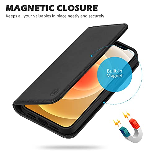 SHIELDON Case for iPhone 13 Pro 5G, Genuine Leather Wallet Case RFID Blocking Credit Card Holder Folio Magnetic Kickstand Shockproof Cover Compatible with iPhone 13 Pro 5G (6.1″ 2021 Release) – Black | The Storepaperoomates Retail Market - Fast Affordable Shopping