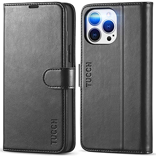 TUCCH Case for iPhone 13 Pro Max Wallet Case, RFID Blocking Card Slot Stand Phone Case with [Shockproof TPU Interior Case], PU Leather Magnetic Flip Cover Compatible with iPhone 13 Pro Max 6.7″, Black