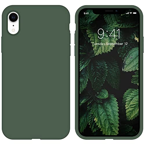 ZVastt iPhone XR Case, iPhone XR Phone Case Liquid Silicone Gel Rubber Slim Phone Case Soft Anti-Scratch Durable Microfiber Lining Full Body Shockproof Protective Cover iPhone XR 6.1″, Forest Green