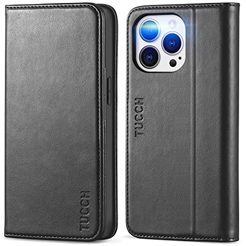 TUCCH Case for iPhone 13 Pro Wallet Case, Premium PU Leather Flip Folio Cover with Card Slot, Stand Book Design [Shockproof TPU Interior Case] Compatible with iPhone 13 Pro 6.1-inch 2021 5G, Black