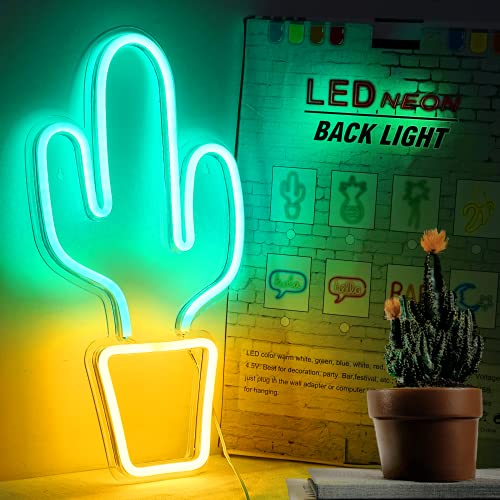 Neon Signs Cactus Lights LED Signs Decorative Lights USB Powered with Switch for Kids Teen Boys Girls Dorm Bedroom Living Room Wall Decor Cafe Shop Business Signs
