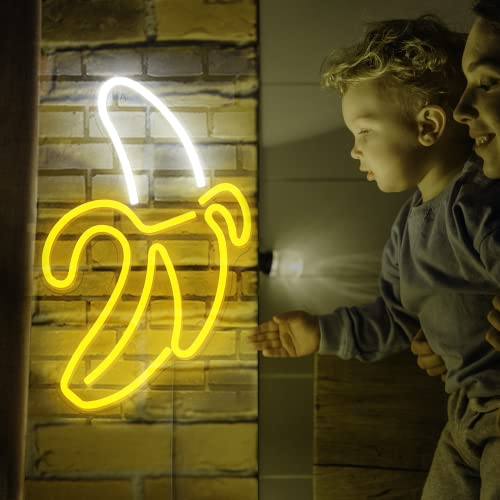 Banana Neon Signs Lights LED Signs Decorative Lights USB Powered with Switch for Kids Teen Boys Girls Dorm Bedroom Living Room Wall Decor Cafe Shop Business Sign