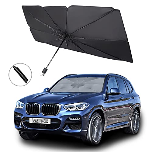 Car Windshield Sunshade/Cover, 31″x52″ Foldable Unbrella Sunshade for Car Front Windshield, Reflective UV Rays Blocking, Keep Car Cool, Fit Most Cars, Vehicles, SUVs, Automotive Interior Protection