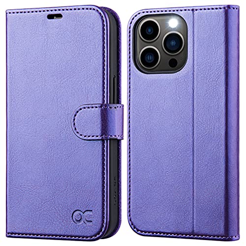 OCASE Compatible with iPhone 13 Pro Max Wallet Case, PU Leather Flip Folio Case with Card Holders RFID Blocking Stand [Shockproof TPU Inner Shell] Phone Cover 6.7 Inch 2021 (Purlpe)