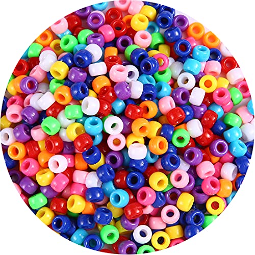 1000+ pcs Pony Beads, Multi-Colored Bracelet Beads, Beads for Hair Braids, Beads for Crafts, Plastic Beads, Hair Beads for Braids (Medium Pack, Classic)…