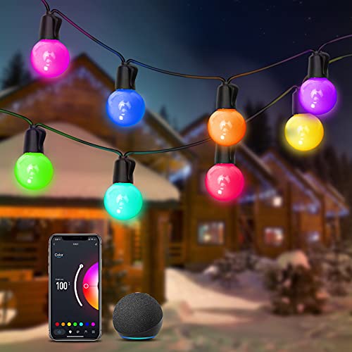 ASAHOM Smart LED Outdoor String Lights, 50ft G40 RGB Globe Patio Lights, 25 Shatterproof Multi-Color LED Bulbs, Voice & WiFi APP Control, Waterproof Connectable Hanging Lights for Garden Party Decor | The Storepaperoomates Retail Market - Fast Affordable Shopping