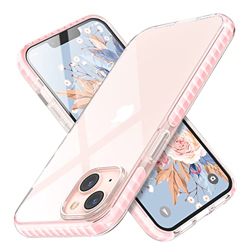 MATEPROX Compatible with iPhone 13 case Clear Thin Slim Crystal Transparent Cover Shockproof Bumper Case for iPhone 13 6.1″ 2021(Pink)