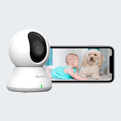blurams Baby Monitor 2K, WiFi Pet Indoor Camera, 360-degree Wireless Home Camera, Motion Tracking, IR Night Vision, Two-Way Audio, Compatible with Alexa, Google Assistant & IFTTT,