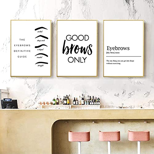 Pennclys Lash Room Wall Art Brow Lash Pictures Wall Decor Lash Quote Canvas Prints Beauty Salon Wall Art Eyelash Eyebrow Artwork Lash Posters Eyelash Pictures for Woman Bedroom 12x16x3 Inch Unframed
