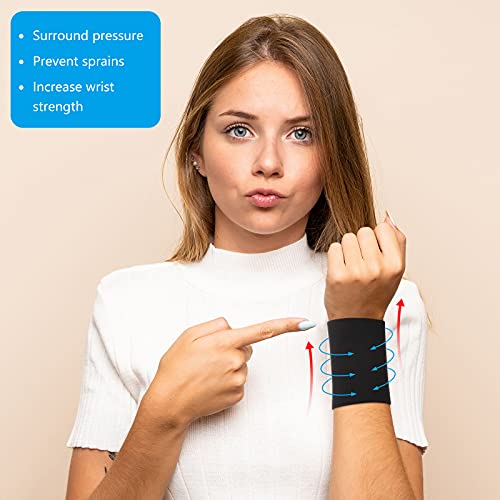 SATINIOR 2 Pairs Compression Wrist Sleeve Compression Wrist Brace Wrist Supports Wrist Wraps Elastic Wristbands for Men and Women Tennis, Tendonitis, Carpal Tunnel (Black, Medium) | The Storepaperoomates Retail Market - Fast Affordable Shopping
