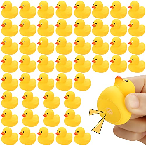 Rubber Duck Bath Toys, 50 Pack Yellow Mini Ducks Bulk Float Duck Baby Bath Toy, Shower Birthday Party Christmas Favors Gift