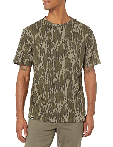 Mossy Oak Men’s Standard Camo Hunting Shirt Short Sleeve Cotton, Original Bottomland, Medium
