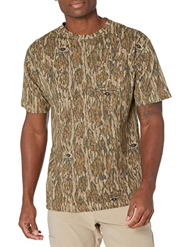 Mossy Oak Men’s Standard Camo Hunting Shirt Short Sleeve Cotton, Bottomland, 3X-Large