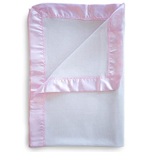 UniBabe Thermal Waffle Weave Baby Blanket with Satin Nylon Trim (Pink), Oversized | The Storepaperoomates Retail Market - Fast Affordable Shopping