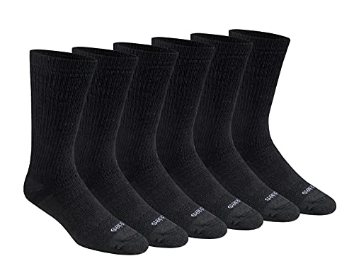 Dickies Men’s Dri-tech Moisture Control Max Full Cushion Crew Socks Multipack, 3.0 Full Cushion Solid Black (6 Pairs), Shoe Size: 6-12