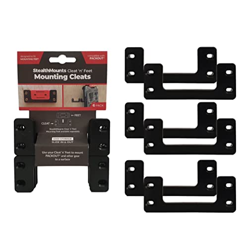 StealthMounts Packout Mounting Cleats (6 Pack) | Tool Box Storage System | Mount Anywhere | Compatible with Milwaukee Packout (Black)